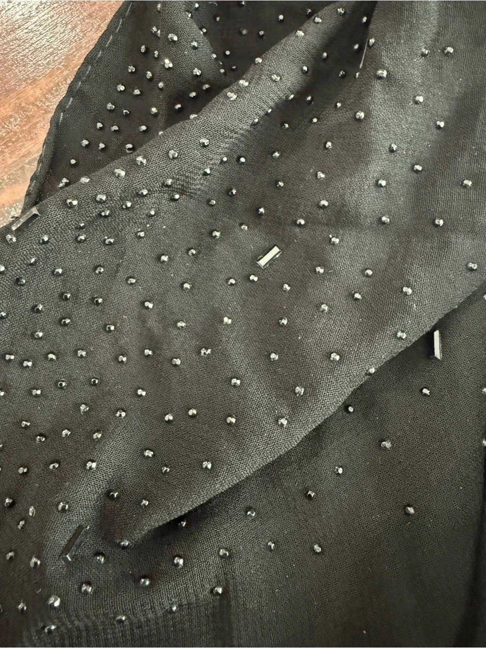 Black Rhinestone Beaded Lightweight Sheer Wrap Scarf 22.5” x 68”
